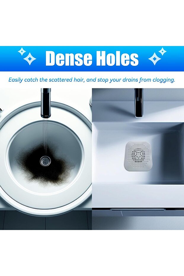 2-Pack Square Drain Hair Catcher, Silicone Bathtub Drain Stopper, Grey