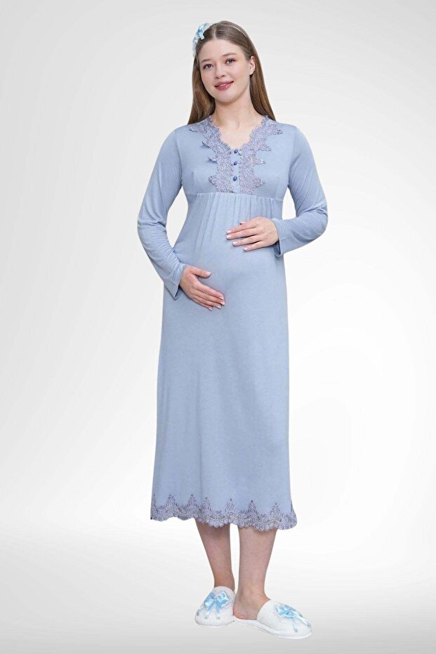 Mecit 1512 Blue Maternity Nightgown
