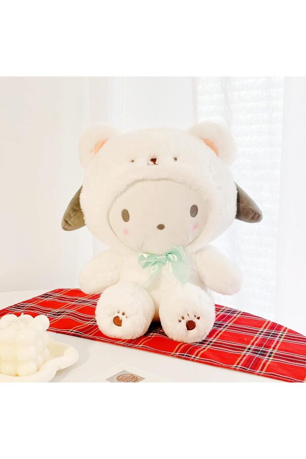 Cartoon Kawaii white bear plush toy, soft plush doll, cute soft toy, children's birthday gift (A)
