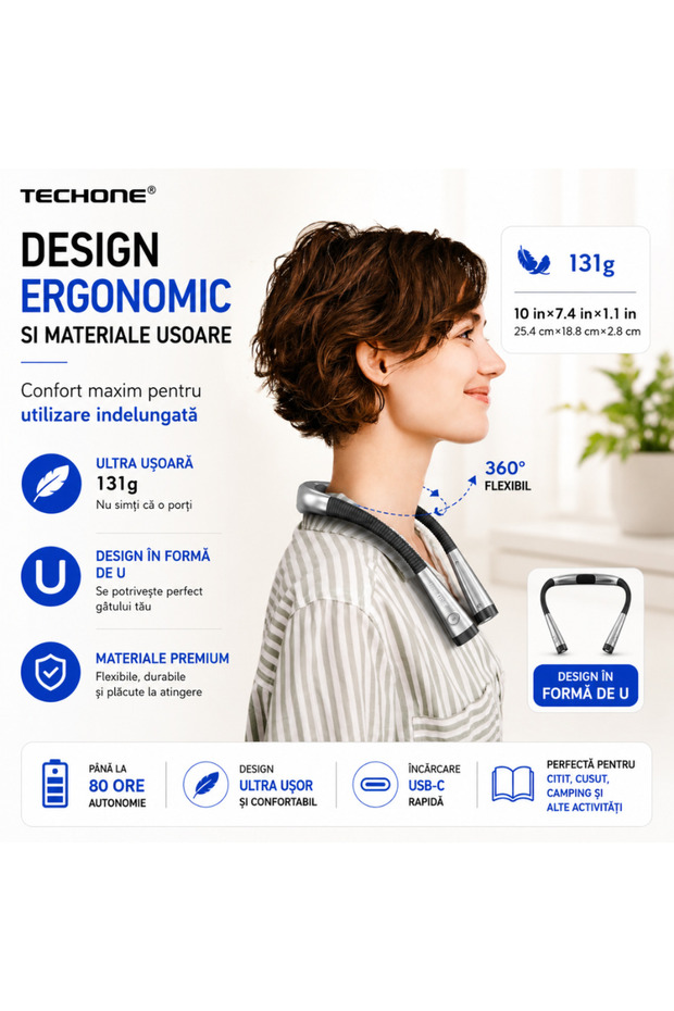 Pro Reader Neck Lamp for Reading, 2 x Super Bright LED, 3 Colors, 6 Intensity Levels, Black - 6