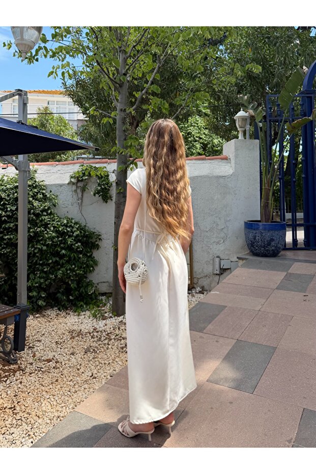 Rochie lungă, elegantă, crem - 5092 - 6
