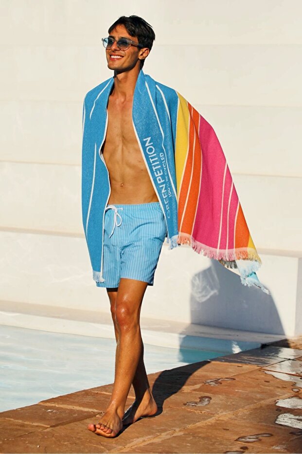 Ocean Lagoon Aqua, 100X180 Cm, with Carrying Bag, Eco-Friendly, Paintless, Zero Waste Beach Towel