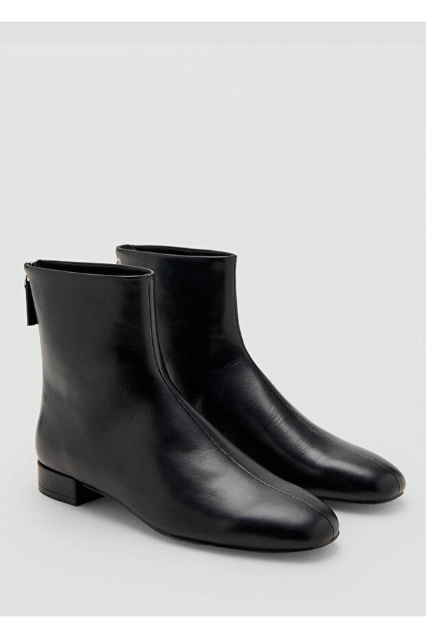 Zippered Leather Ankle Boots