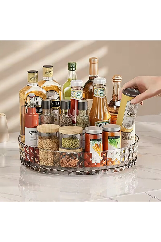 Transparent Homefish 360Degree RotatingKitchen Storage Cabinet Organizer Multifunctional Seasoning S