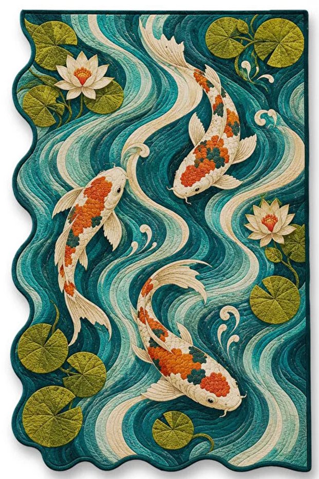 Sdt Fish Theme Patterned Modern Woven Base Decorative Carpet Sdt1261