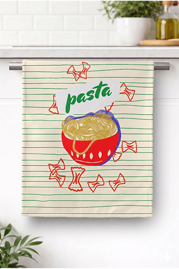 PASTA-03 منشفة مطبخ عصرية مزخرفة بنمط مخطط/قطعة قماش للتجفيف 35x55