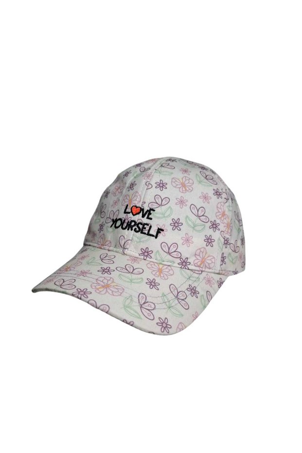 Spteks 4-8 Years Old Girls' Beige Color Floral Print Pattern Stylish and Comfortable Summer Cap Hat