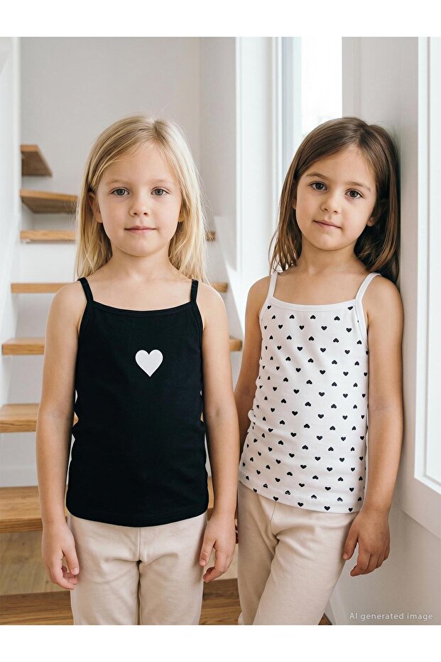 Civil Girl's Heart Girl's 2-Piece Undershirt | Lycra Single Jersey Printed | School Nursery and Daily Use