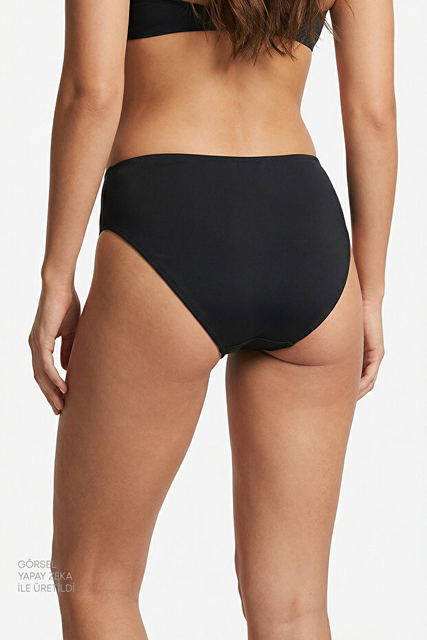 Schwarzer Bikini-Unterteil mit Überzug - 2