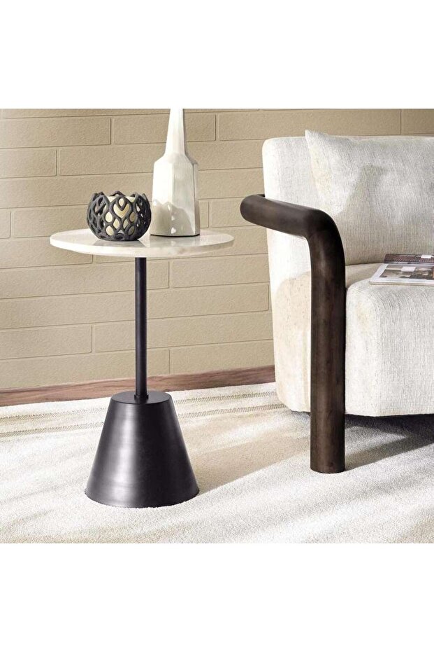 Clemo Accent Table Marble Medium - Black & White