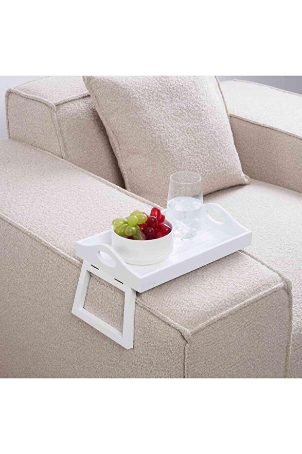 Almora Sofa Tray With Foldable Legs 30x20.8x18.5cm- White