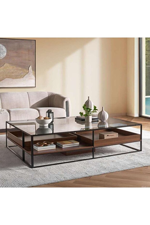 Awani Coffee Table With Storage - Black Brown