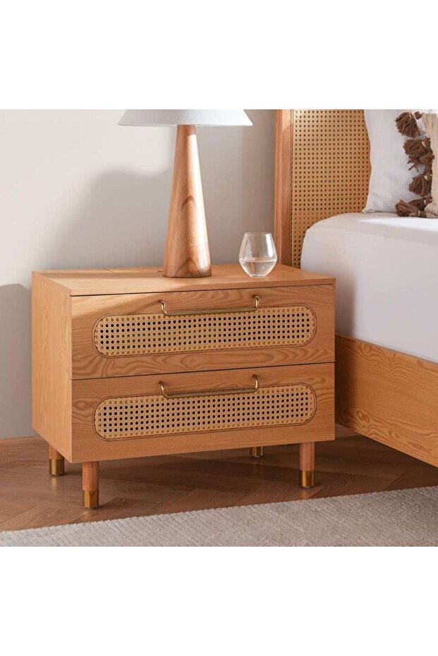 Mirari Night Stand With 2 Drawer Wood - Natural