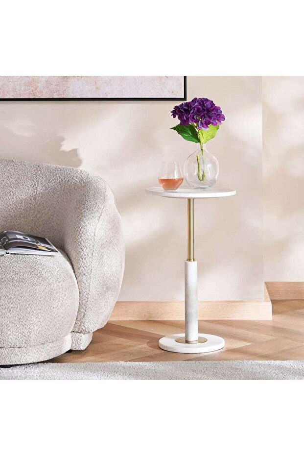 Bronya Accent Table Marble - White Gold