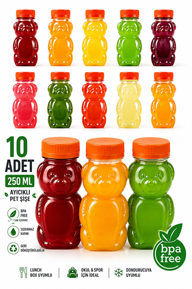 Bearish Pet Bottle School Picnic Juice Smoothie Detox Ginger Transparent Plastic Empty Beverage Leakproof
