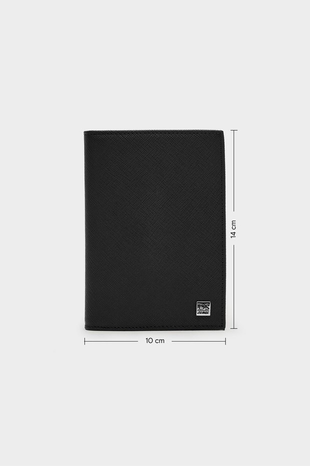 Ds Damat Black 100% Genuine Leather Passport Holder Wallet