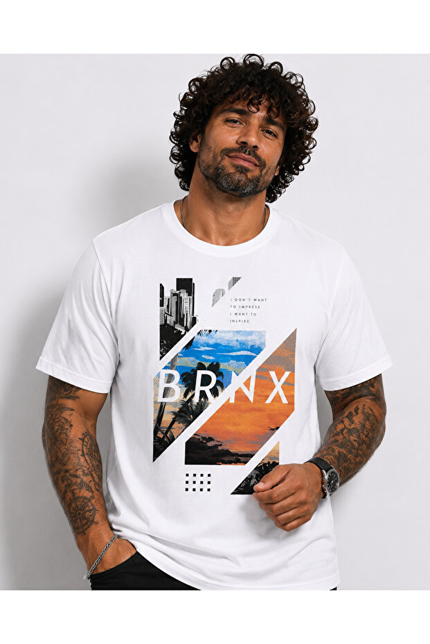 Men’S Oversized Crew Neck T-Shirt Brnx 26139 White
