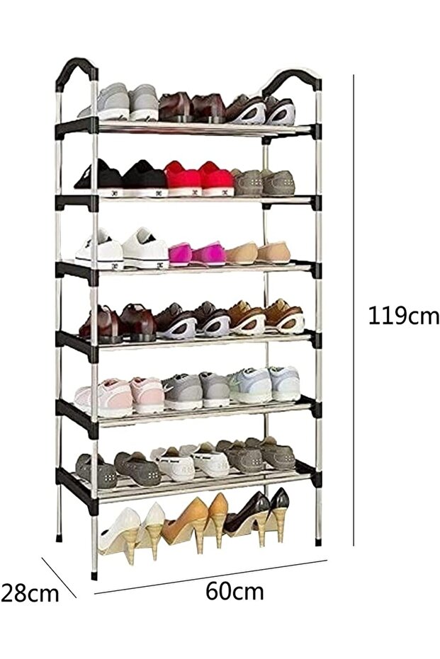 Plastic Shoe Rack Stackable 4 Tier Storage Stand Black - 3
