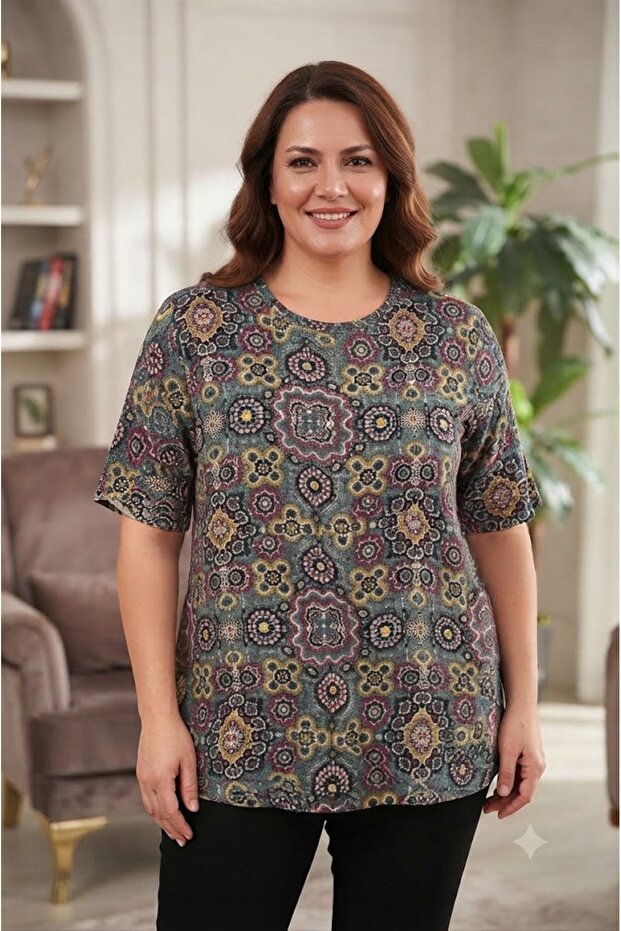Plus Size Women's Viscose Kisakol Shirt Bluz