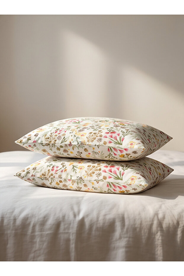 Colorful Floral Patterned (Pink) Pillowcase Set of 2 50X70