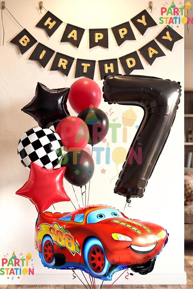 Cars Lightning Mcqueen Race Car Concept 7 Year Old Balloon Set Cars Birthday Happy Birthday Balloon Set