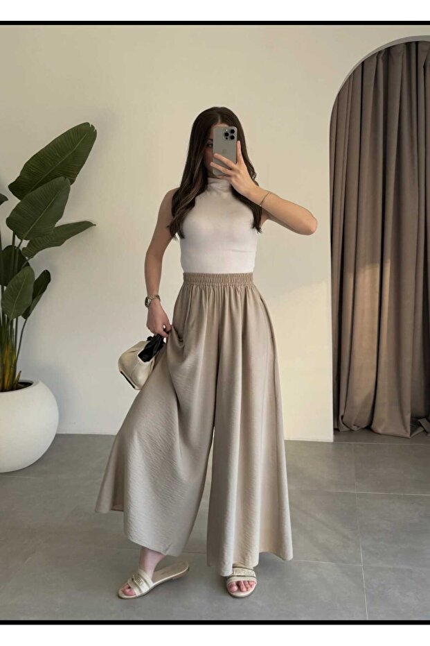 Elastic Waist Modal Fabric Skirt with Side Pockets