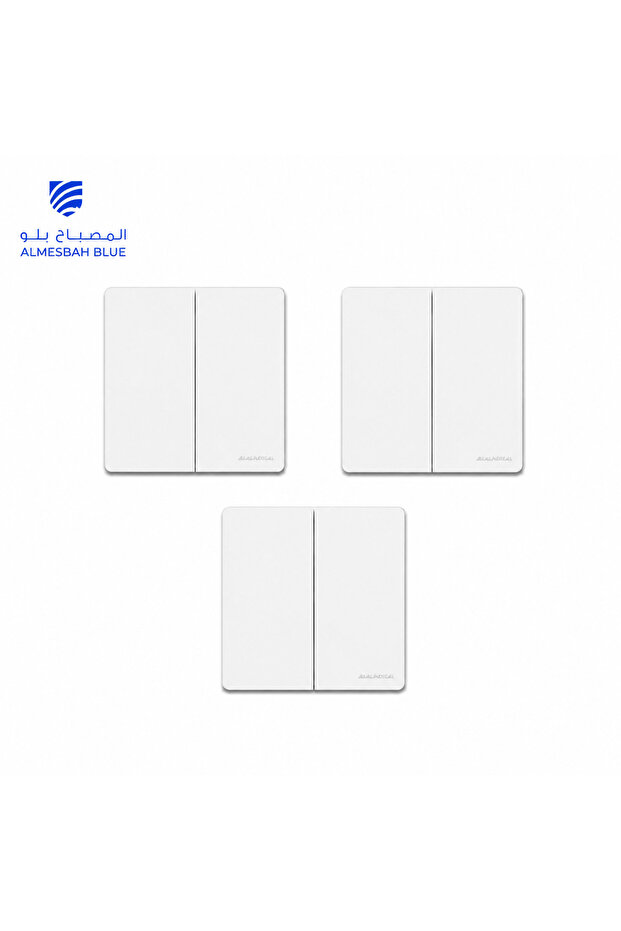 ثلاثه مفاتيح ثنائية ابيض من بحره يانا 10 امبير 7*7 ايطار كامل