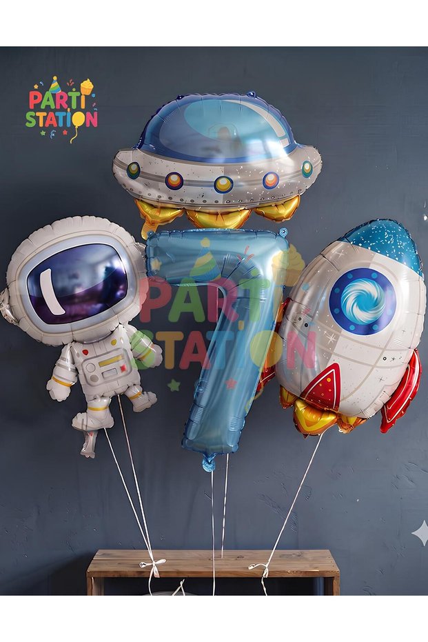 Space Astronaut Spaceship Rocket Age 7 Balloon Set Space Astronaut Concept Birthday Set