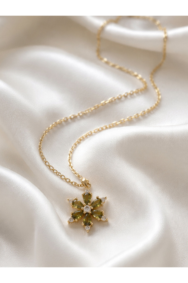 Stainless Steel Gold Cz Lotus Flower Necklace Non Tarnish Adjustable Chain Women Steel Jewelry