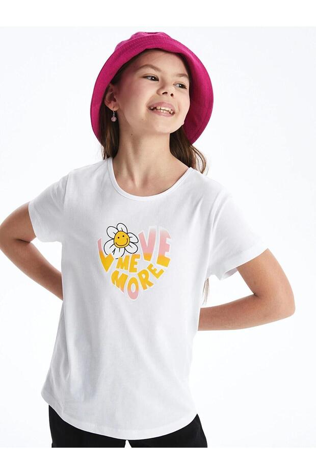 Crew Neck Printed Short Sleeve Girls' T-Shirt (S4)