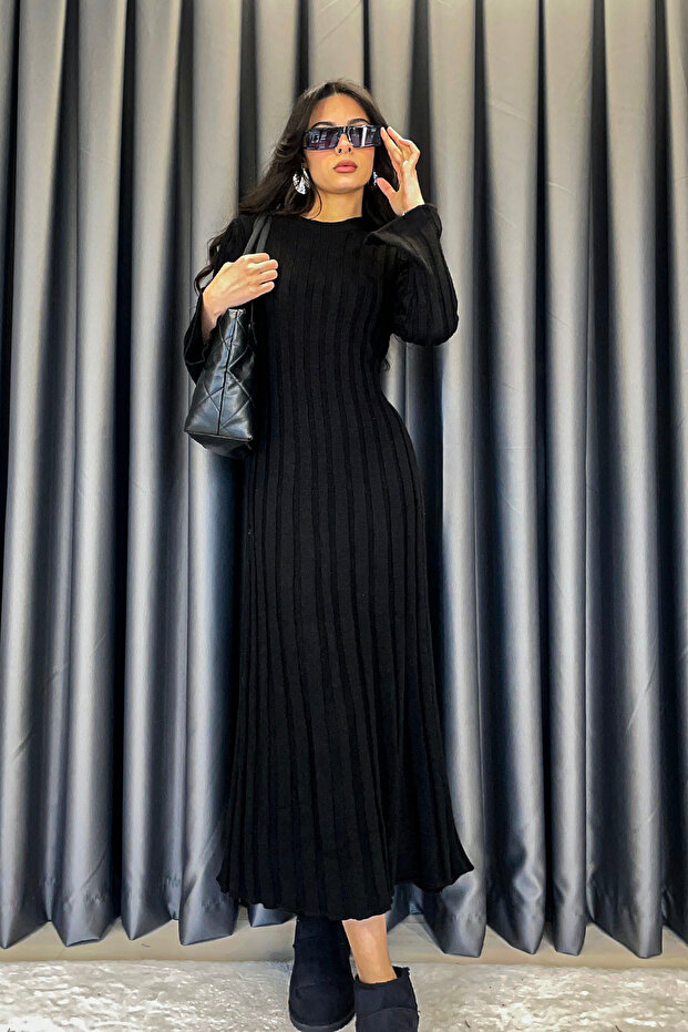 Noa Noa Ribbed Long Knit Dress - Black Black