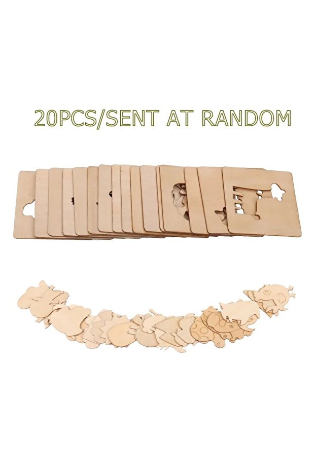 20Pcs random 20pcs Montessori Kids Drawing Toys Wooden DIY Painting Template Stencils Learning Educa