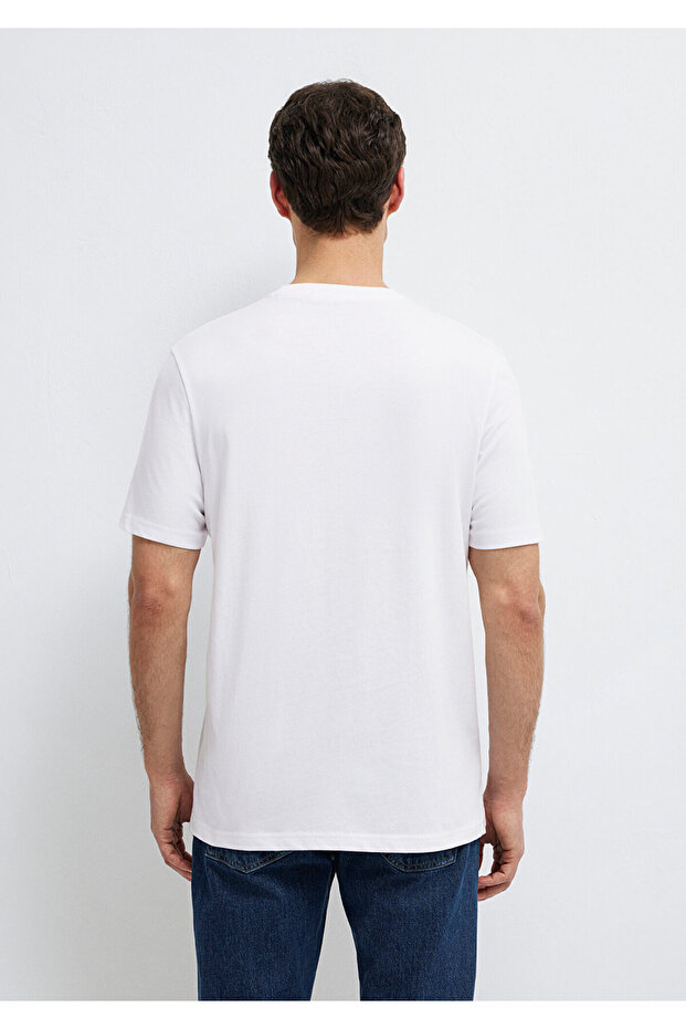 Beyaz Basic Tişört Regular Fit / Normal Kesim 0613477-620 - 6
