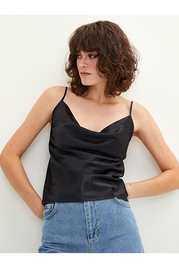 Women's Draped Collar Straight Strap Blouse (W1)