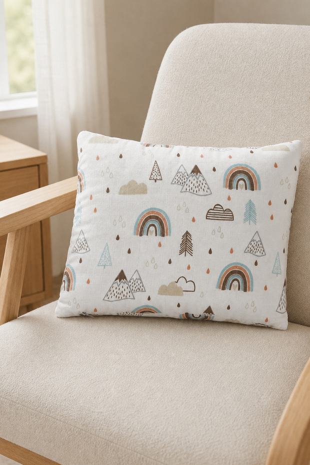 100% Cotton Muslin Baby Pillow 42X33 cm Bead Silicone Filled Pillow and 2 Pieces Pillowcase
