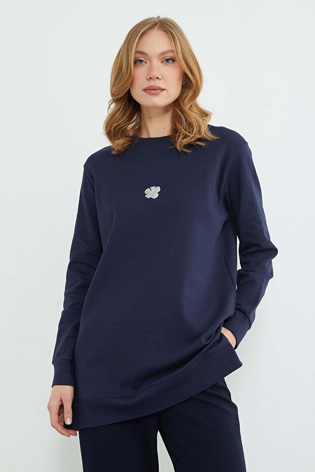 Fullamodest Lotus Flower Embossed Oversize Tunic