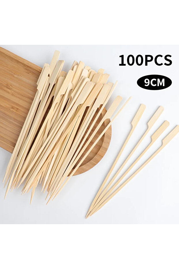100pcs-9cm 100PCS Bamboo Skewers, Bamboo Paddle Wood Picks, Toothpicks for Appetizers, Cocktail Pick