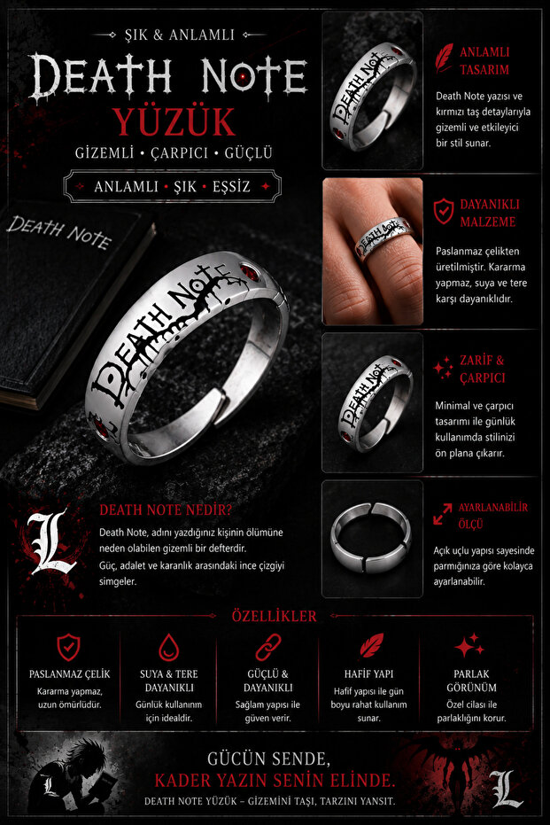 Anime Death Note Ring Cosplay Adjustable Ring