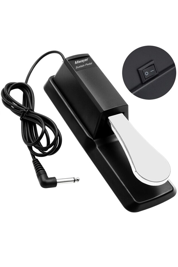 دواسة Miwayer Sustain باللون الأسود مع مفتاح قطبية للوحة مفاتيح MIDI والمزج والبيانو الرقمي والبيانو الإلكتروني D