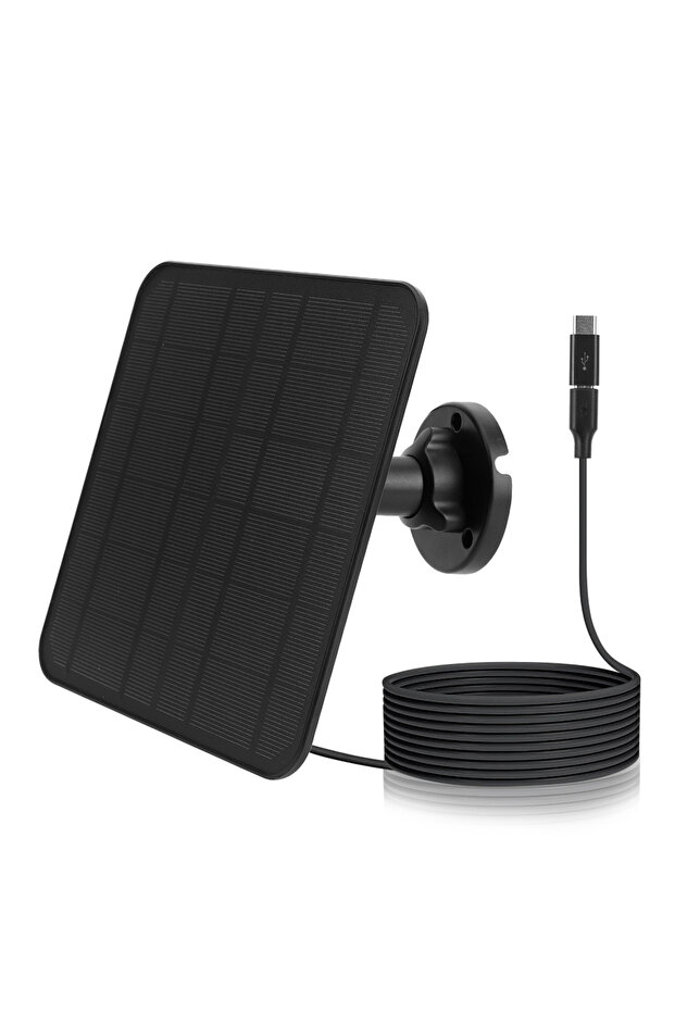 APWIKOGER Black 20W 5V Solar Panel IP65 Waterproof for Outdoor Security Camera Micro USB & USB-C Por