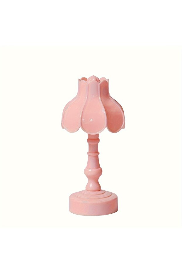 Pink Flower Pagoda Bud Button Battery LED Table Lamps Desk Night For Bedroom Dining Night Light Simp