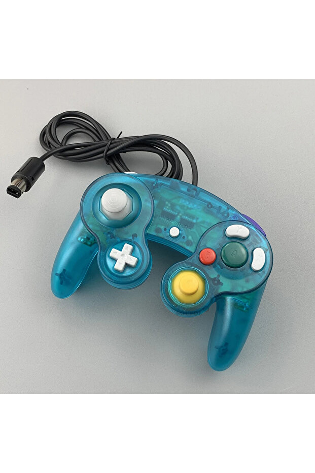 وحدة تحكم ألعاب سلكية جديدة من TRN Water Green لجهاز GameCube NGC مزودة بزر واحد وعصا تحكم سلكية