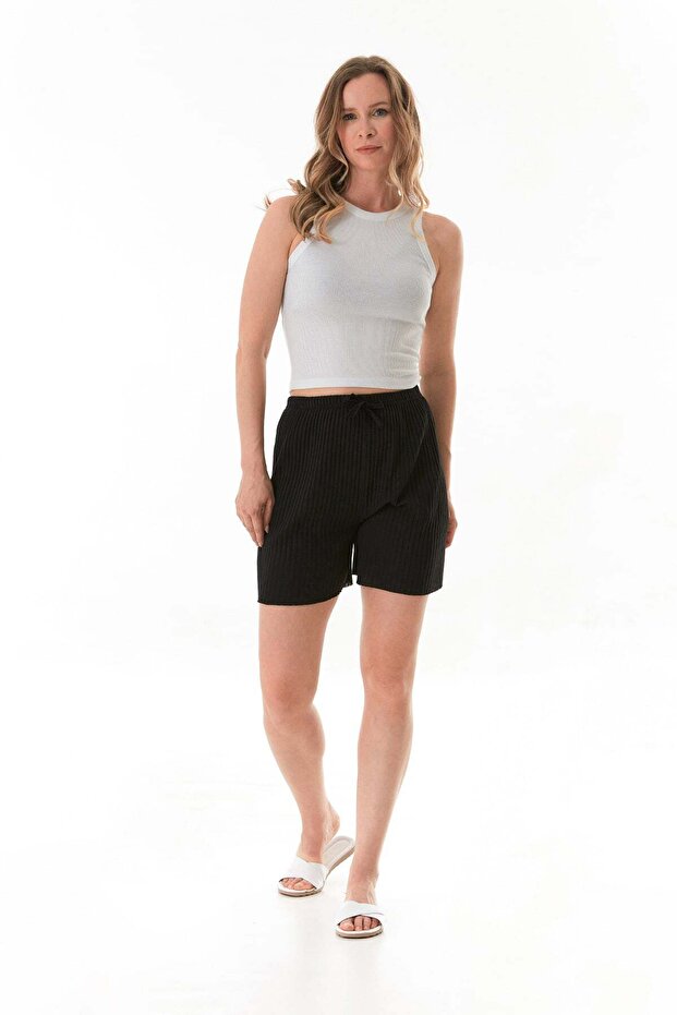 Corded Lace-Up Combed Cotton Shorts