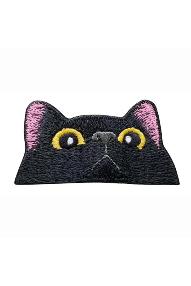 black 1Pcs Cat embroidery fabric patches, clothing accessories, badges, patches, cat Velcro, armban