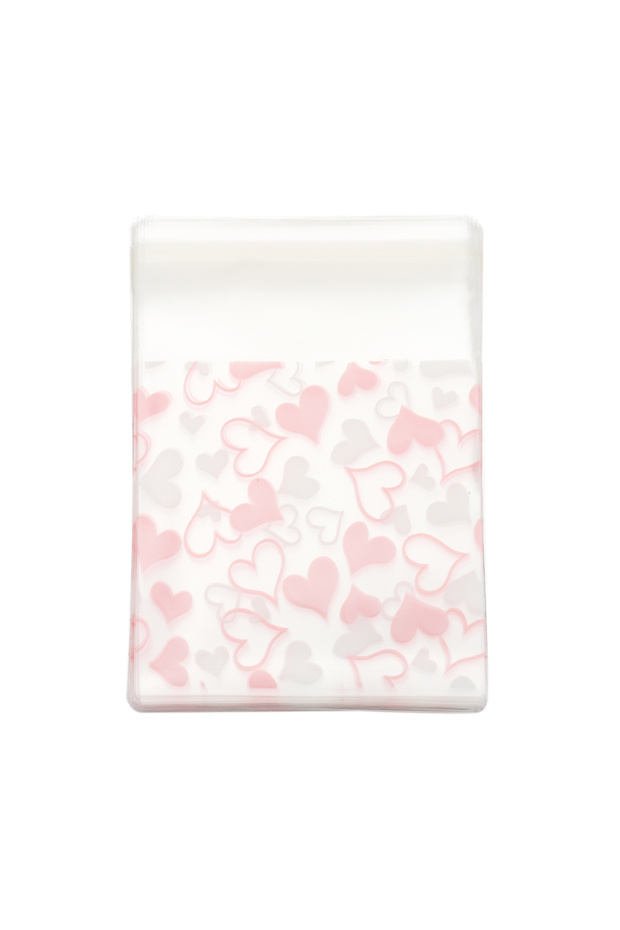 50pcs love heart 50pcs Valentine's Day Love Series Clear Plastic Self-Adhesive Bags for DIY Jewelry