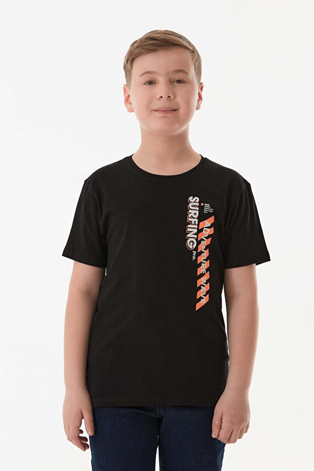 100% Cotton Adventure Text Printed Boy's T-Shirt