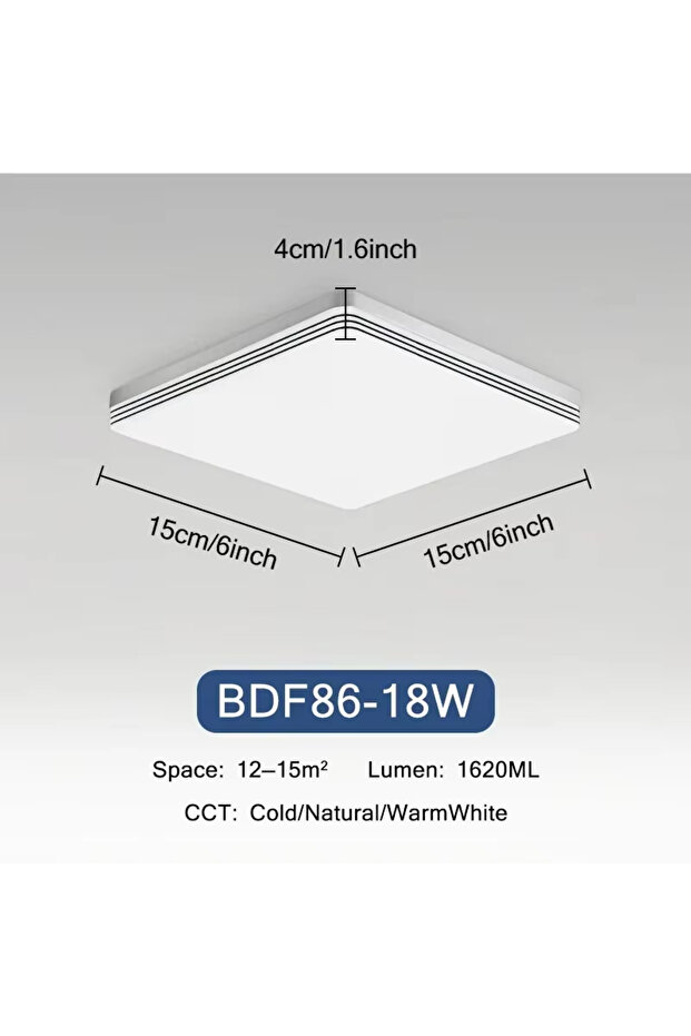 White light Square 18W 18W-48W LED Ceiling Light 15-30CM Square Ceiling Panel Light Home Bedroom Kit