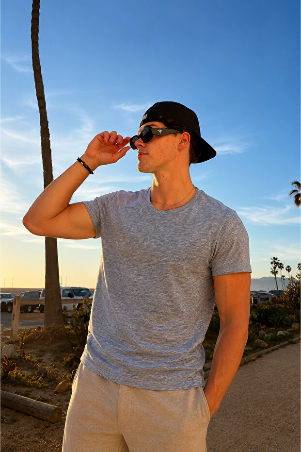 Men's Casual Summer Crew Neck Anthracite Basic T-Shirt