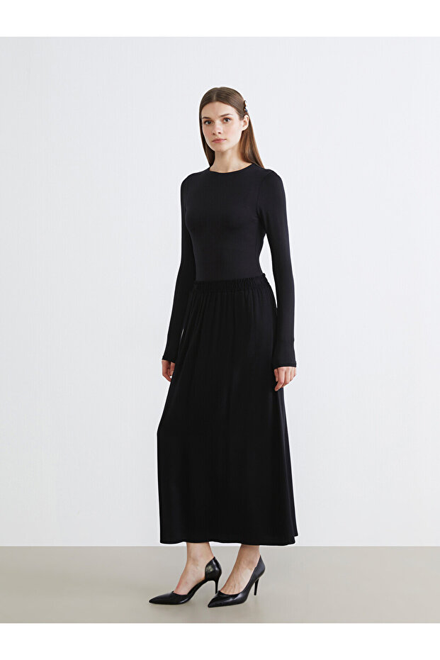 Lcw Grace Elastic Waist Belmando Flared Skirt