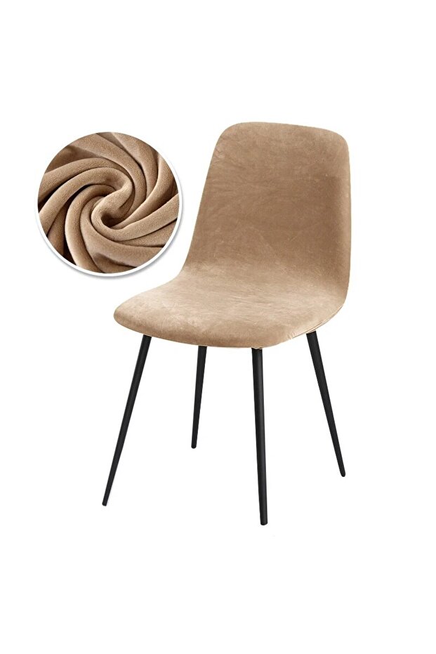 camel-1pcs Velvet Short Back Chair Cover Stretch Slipcovers Elastic Seat Chair Cover Dining Room Bar